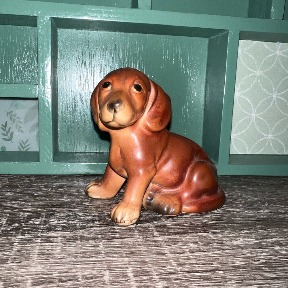 Ceramic Figurine Dog Lefton Dachshund Red Doxie Wiener Dog E2074 Vintage